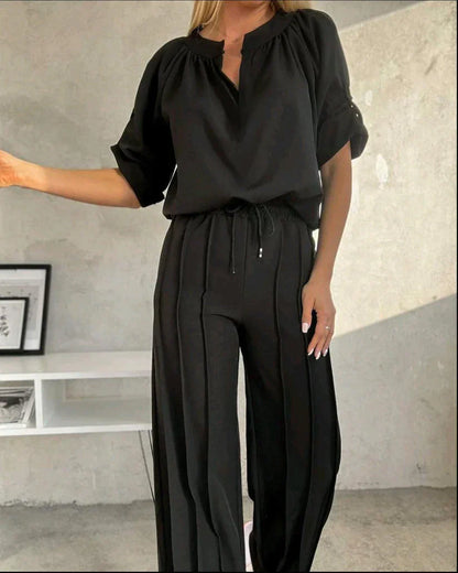 Zoe Elegantes Schwarz-Beiges Set