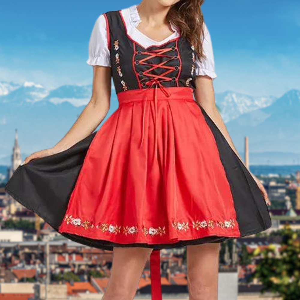 Melek | Dirndlkleid mit floralem Print und Miederschnürung für Frauen