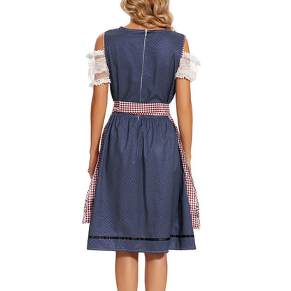 Thora | dirndl kleid mit karoschürze und bortenbesatz für frauen