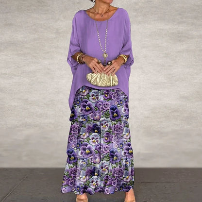 Blaues Set mit Blumenmuster - Clara