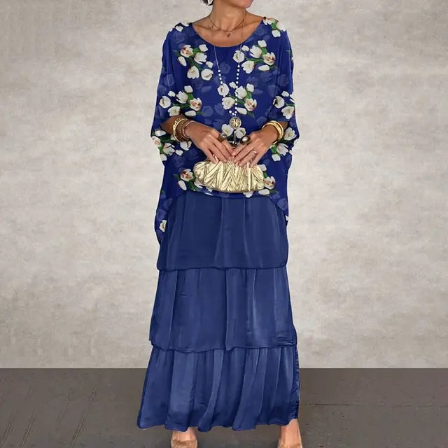 Blaues Set mit Blumenmuster - Clara