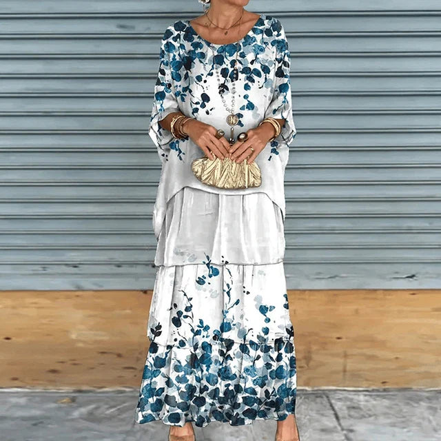 Blaues Set mit Blumenmuster - Clara