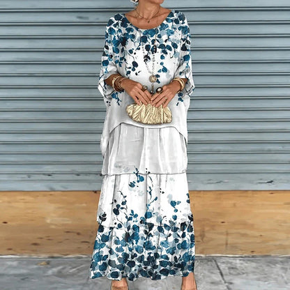 Blaues Set mit Blumenmuster - Clara