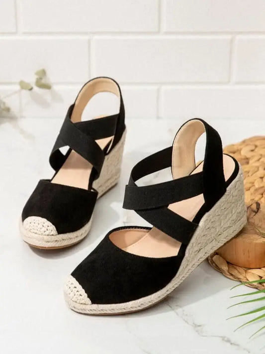 Schwarze Espadrille-Sandalen - Luna