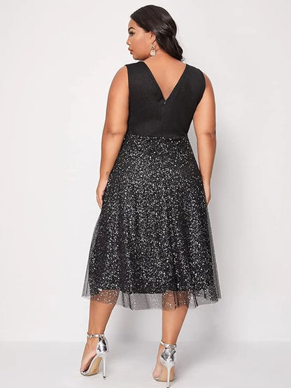 Isabella - Schwarz Glitzerndes Sommerkleid