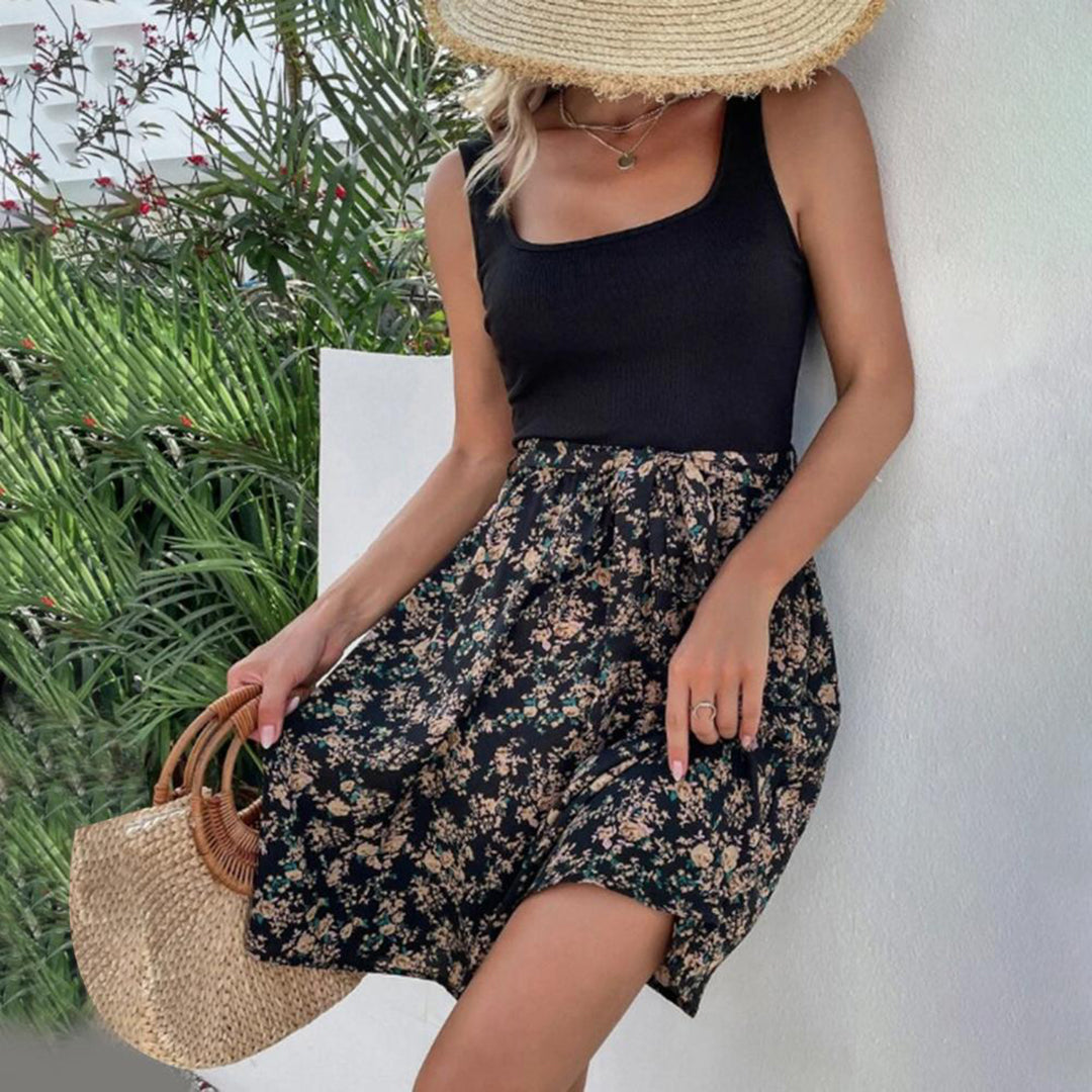 Olivia - Schwarzes Blumen-Sommerkleid