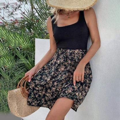 Olivia - Schwarzes Blumen-Sommerkleid