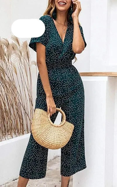 Grüner Jumpsuit mit Punkten - Mira