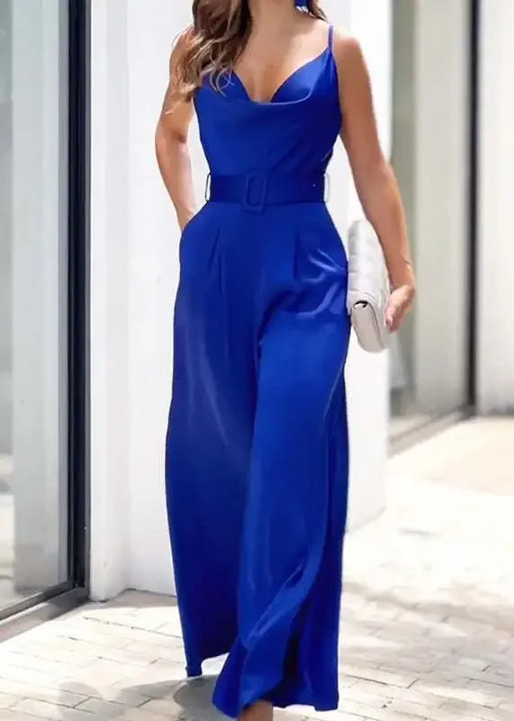 Königsblauer Jumpsuit mit Gürtel - Lara