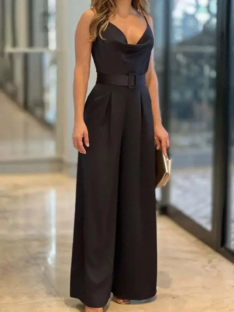 Königsblauer Jumpsuit mit Gürtel - Lara