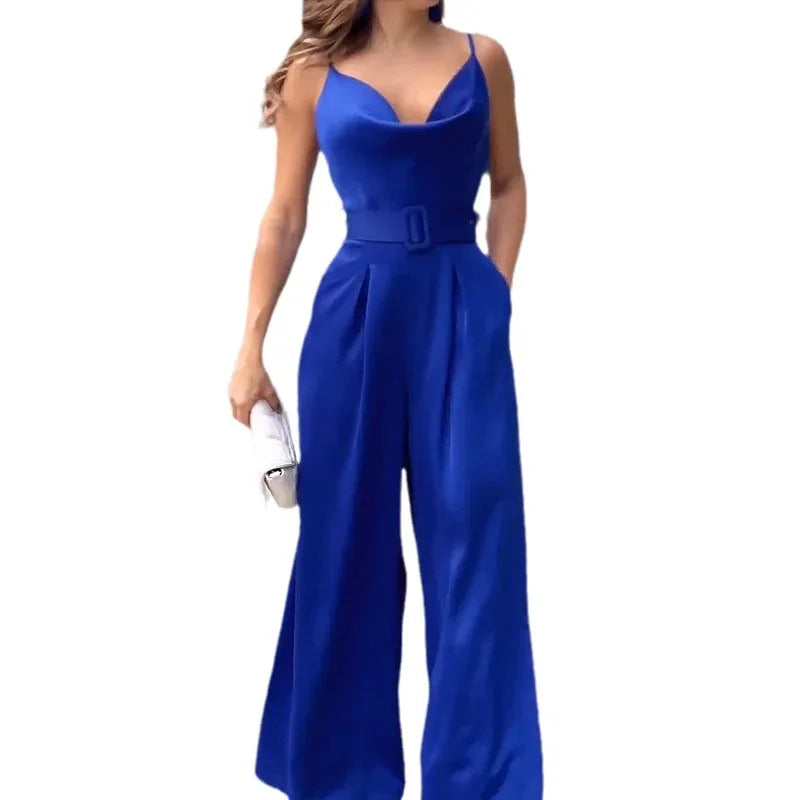 Königsblauer Jumpsuit mit Gürtel - Lara