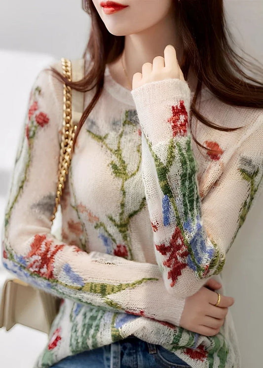 Gisselle strickpullover mit blumenmuster – damen