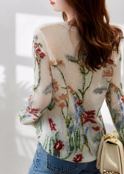 Gisselle strickpullover mit blumenmuster – damen