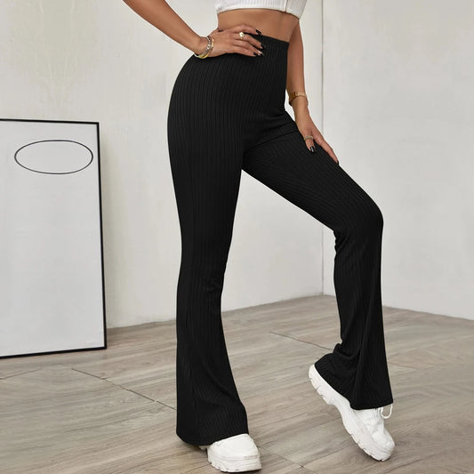 Schwarze Rippstrick-Leggings - Adriana
