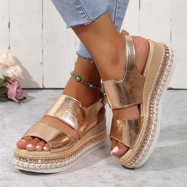 Goldene Glamour Plattform Sandalen - Ella