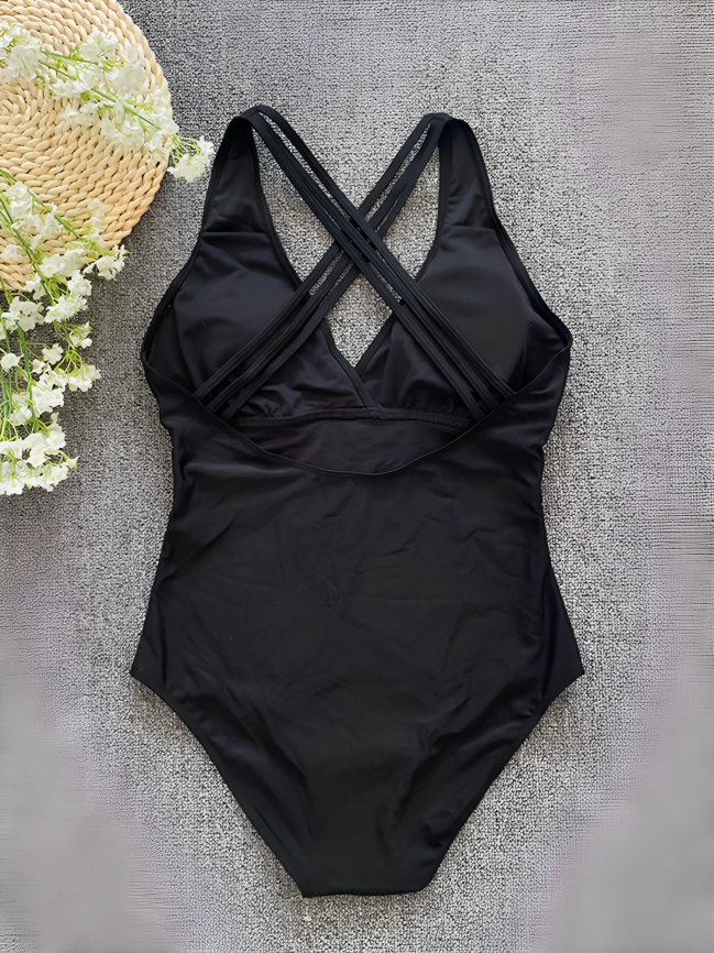 Ebony – Schwarzer Badeanzug mit Kreuzrücken