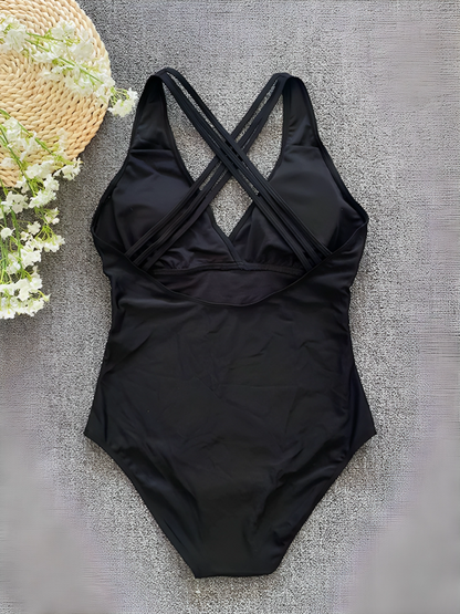 Ebony – Schwarzer Badeanzug mit Kreuzrücken