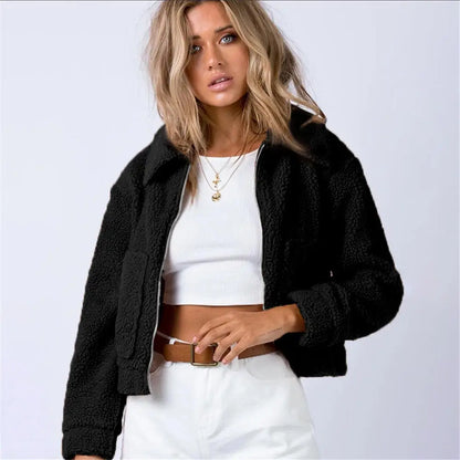 Kuschelige Sherpa-Bomberjacke für Damen