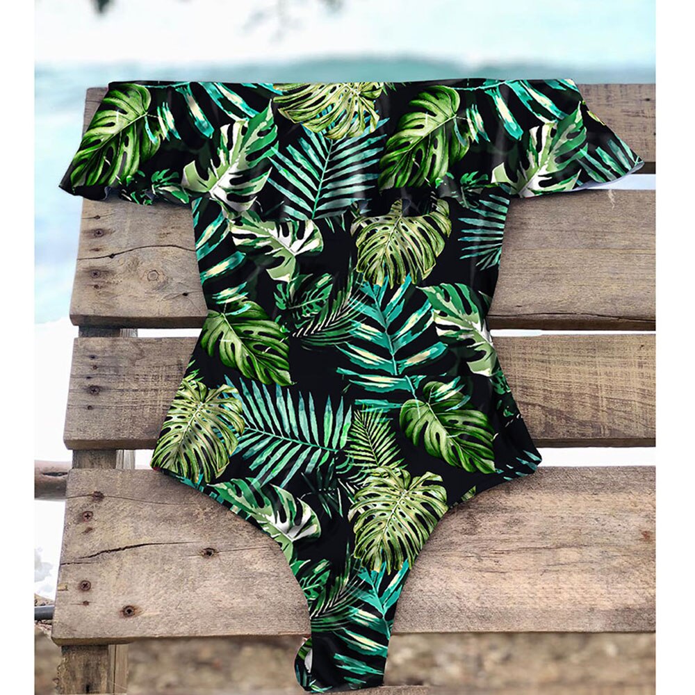 Lena - Tropischer Badeanzug mit Rüschen