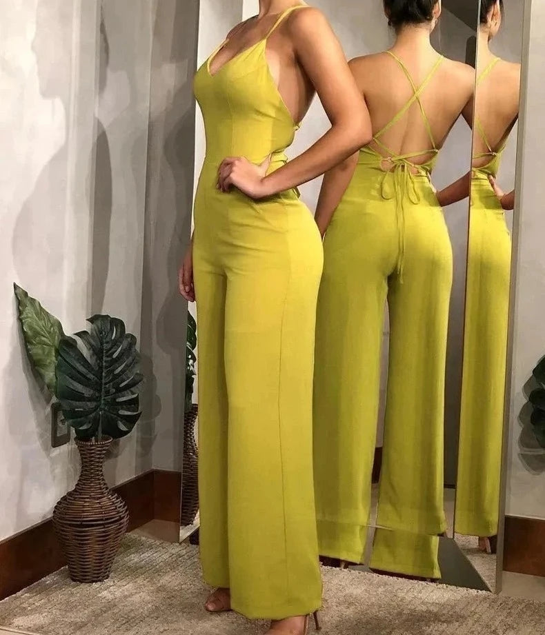 Terrakottafarbener Jumpsuit mit Kreuzträgern - Amelie