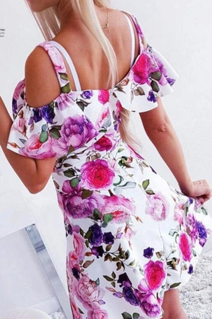 Blumiges Schulterfreies Kleid - Sophia