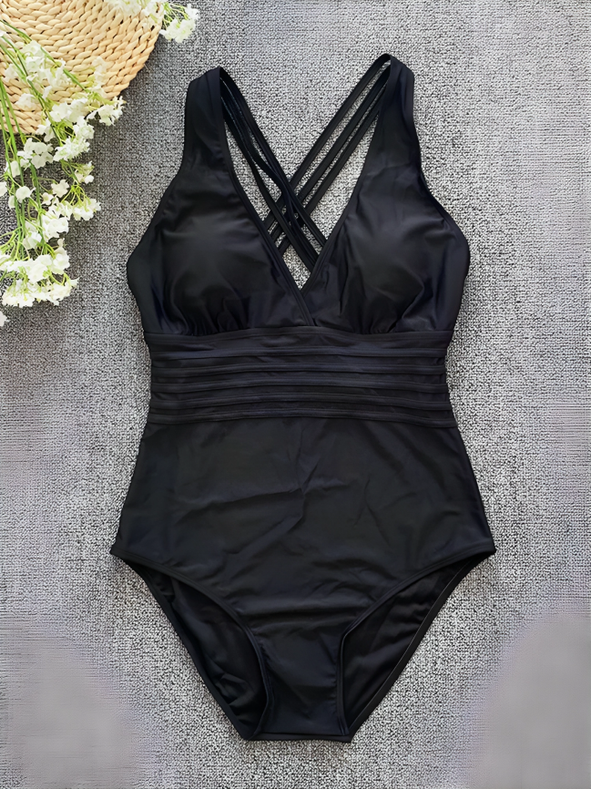 Ebony – Schwarzer Badeanzug mit Kreuzrücken