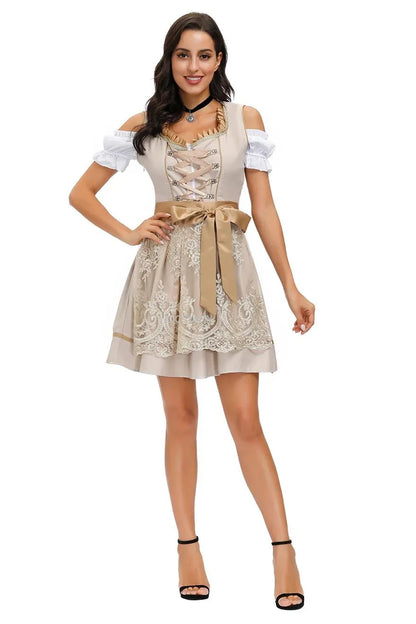 Peyton | dirndl kleid mit floraler stickerei und schleifenband für frauen