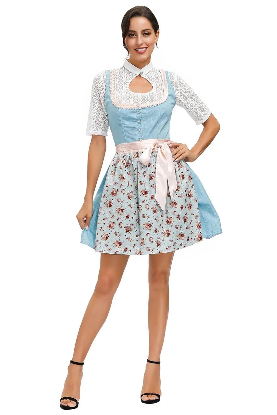 Peyton | dirndl kleid mit floraler stickerei und schleifenband für frauen