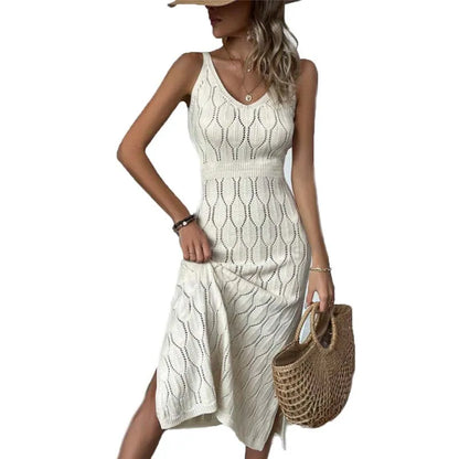 Marlene - Beige Häkel-Strandkleid