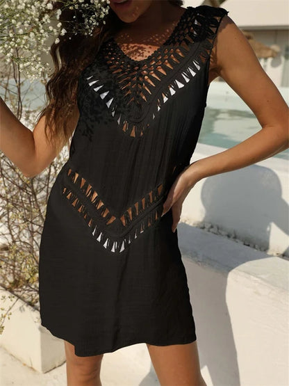 Lara - Weißes Häkel-Detail Kleid