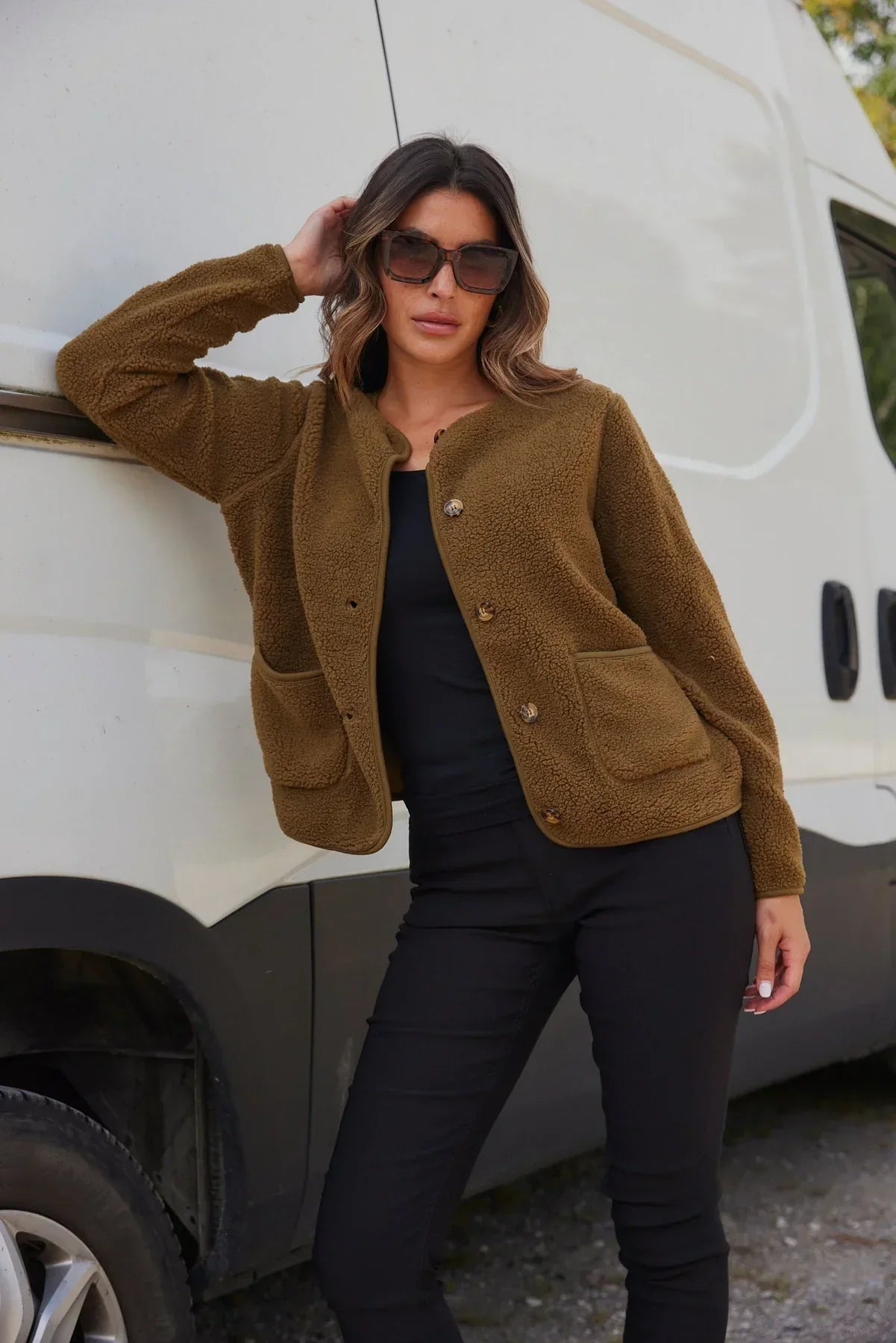 Ada teddyjacke im army-stil – damen
