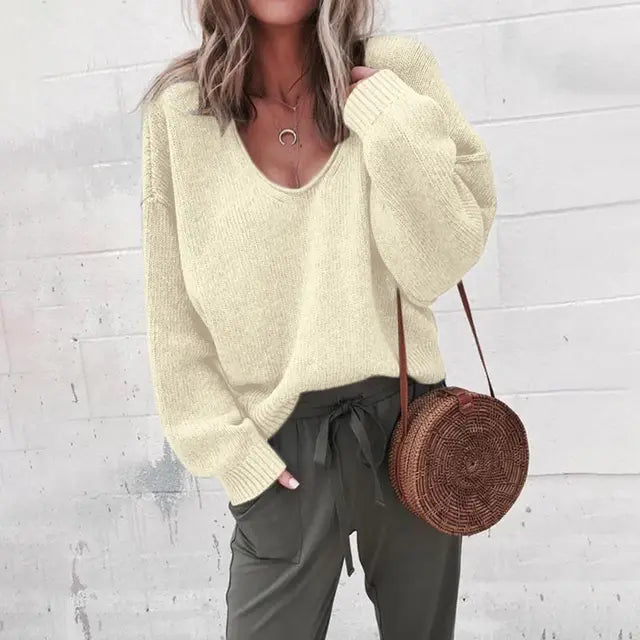 Schwarzer V-Ausschnitt Pullover - Emma