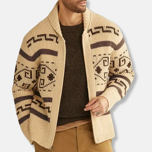 Simon – woll-cardigan mit schalkragen und zipper