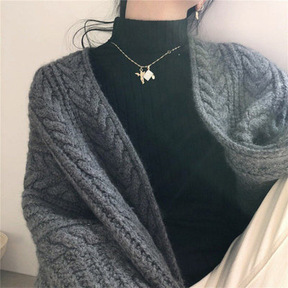 Beiger Langer Strick-Cardigan - Elisa