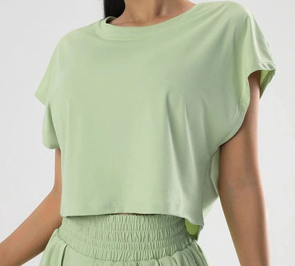 Lara - Elfenbein Sportliches Crop-Top