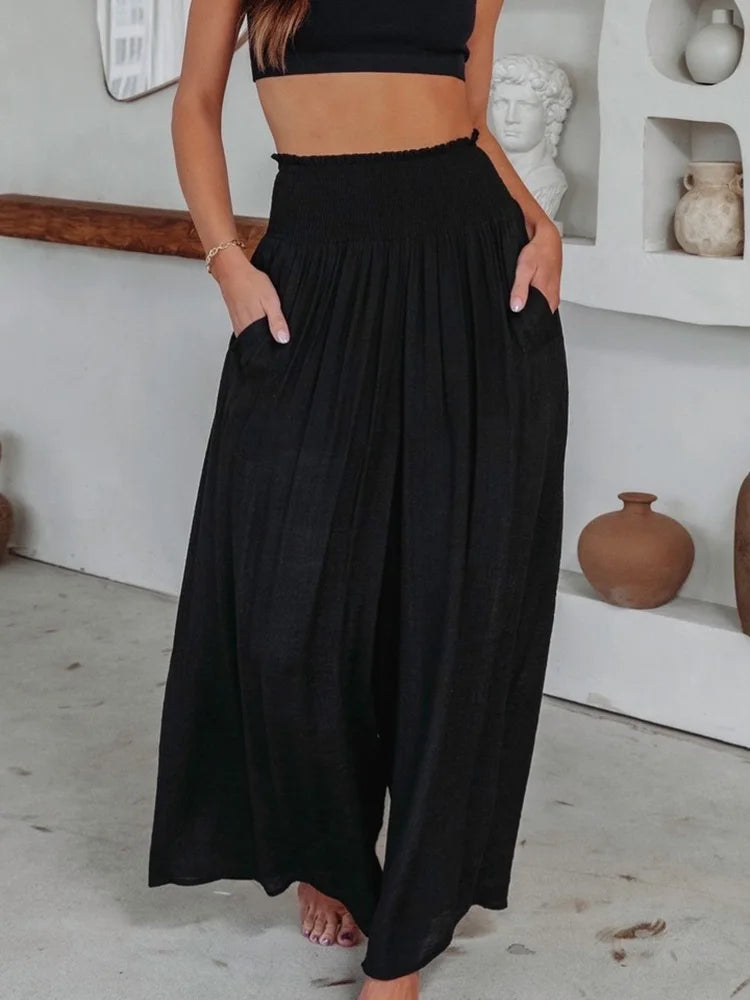 Schwarze Weite Hosen - Mia