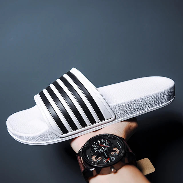 Schwarz-Weiß Gestreifte Slippers - Marco