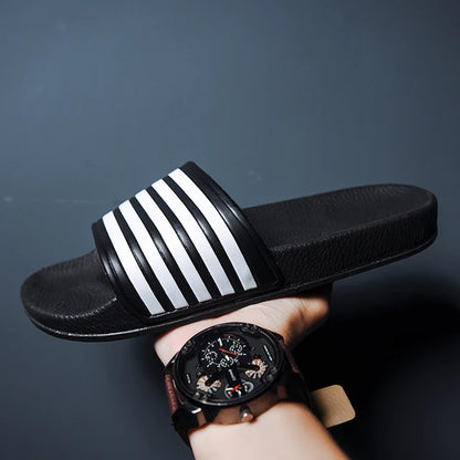 Schwarz-Weiß Gestreifte Slippers - Marco