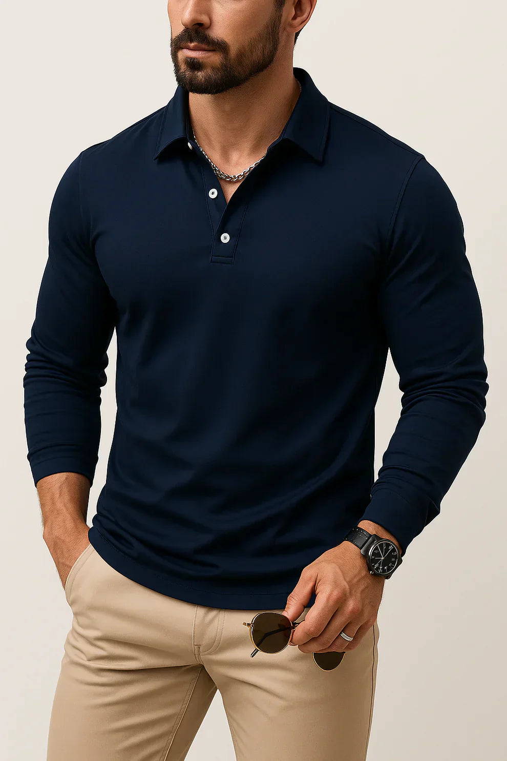 Lässiges, langärmeliges slim-fit-poloshirt für herren – herren