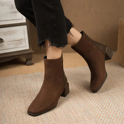 Braune Damen Ankle Boots mit Blockabsatz – Eleganter Allrounder für den Herbst