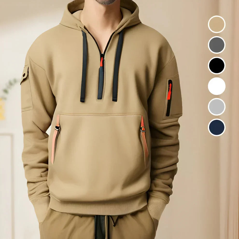 Herren-hoodie mit halbem reißverschluss – herren