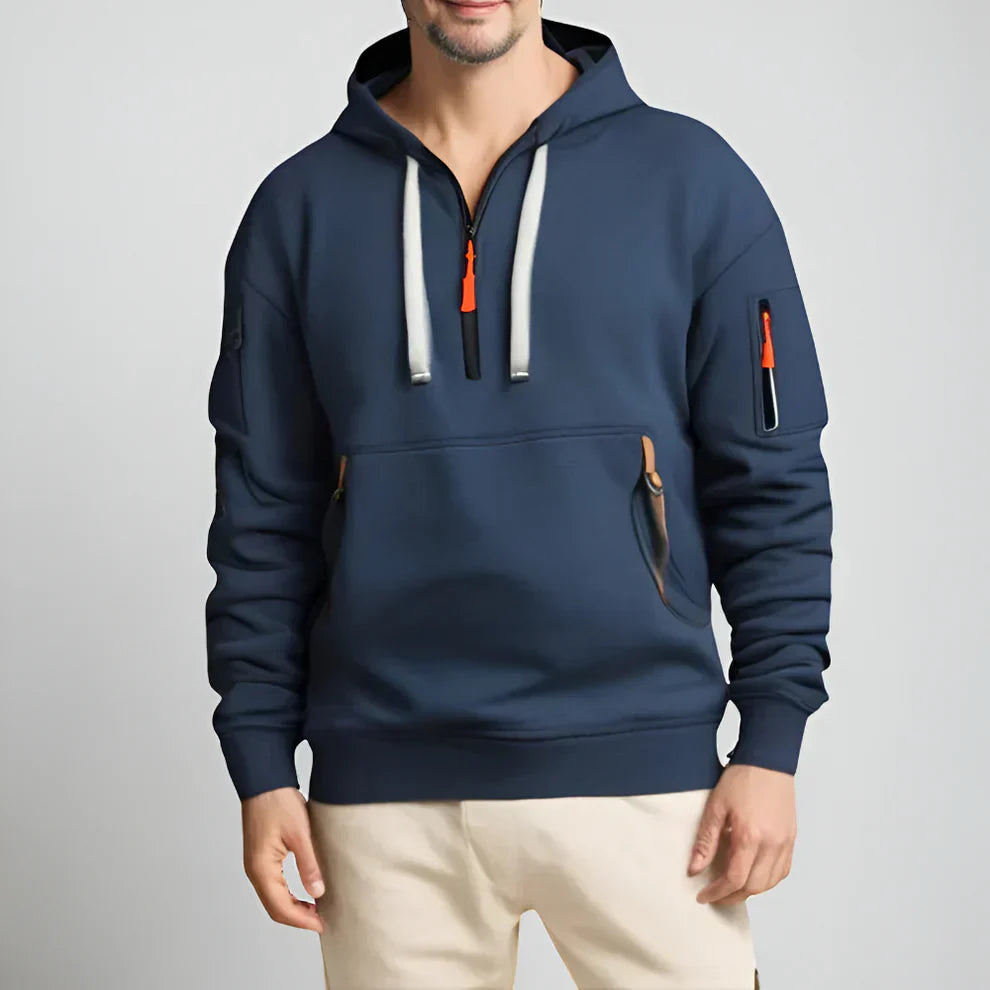 Herren-hoodie mit halbem reißverschluss – herren