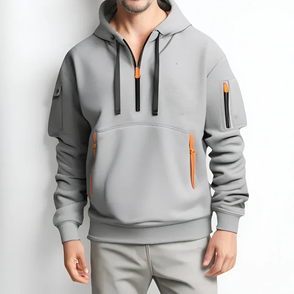 Herren-hoodie mit halbem reißverschluss – herren
