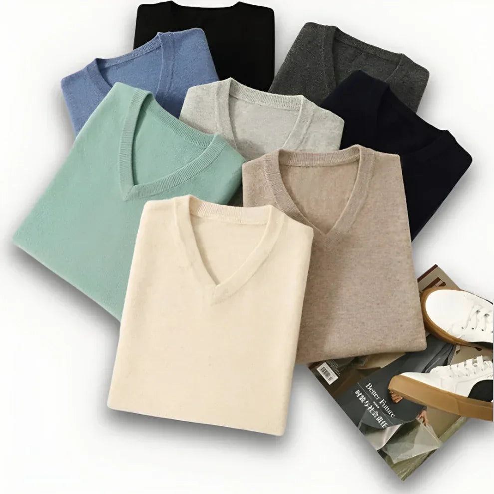 Herren-strickpullover mit v-ausschnitt und langen ärmeln – herren