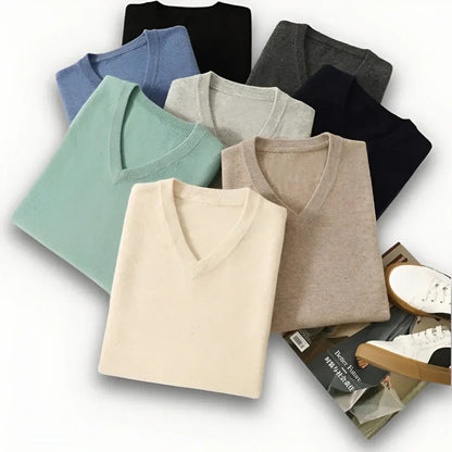 Herren-strickpullover mit v-ausschnitt und langen ärmeln – herren