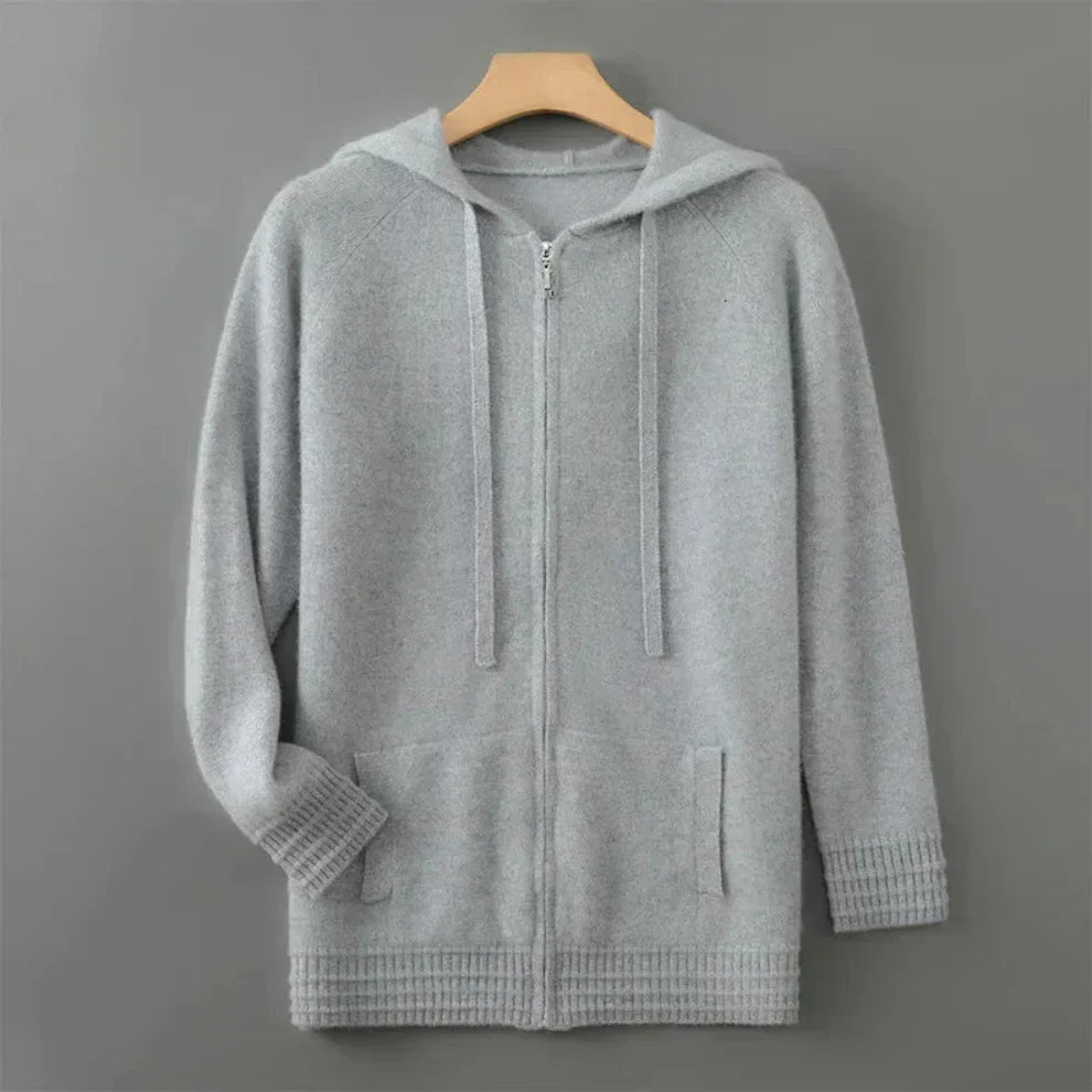 Herren-kapuzenpullover aus kaschmir-mischgewebe mit reißverschluss cozy – herren