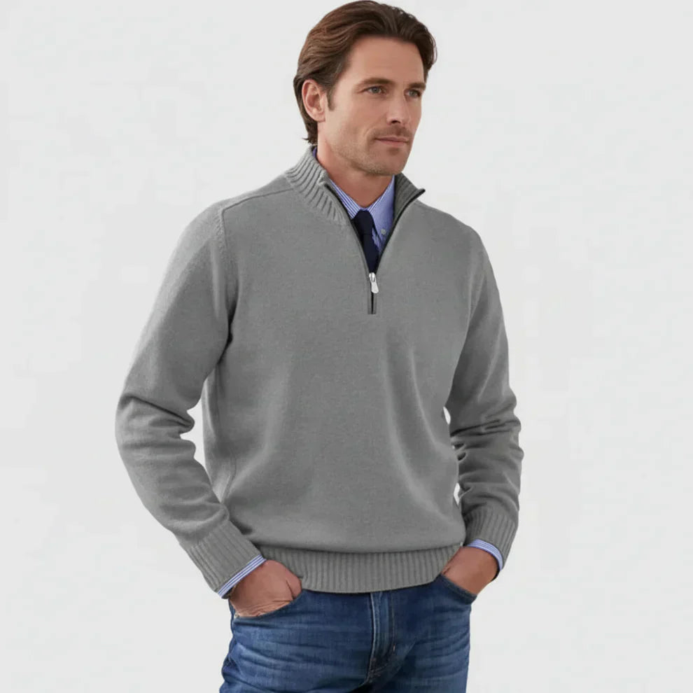 Klassischer herren-pullover mit viertelreißverschluss – herren