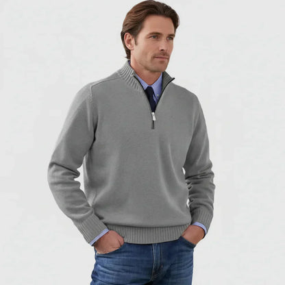 Klassischer herren-pullover mit viertelreißverschluss – herren