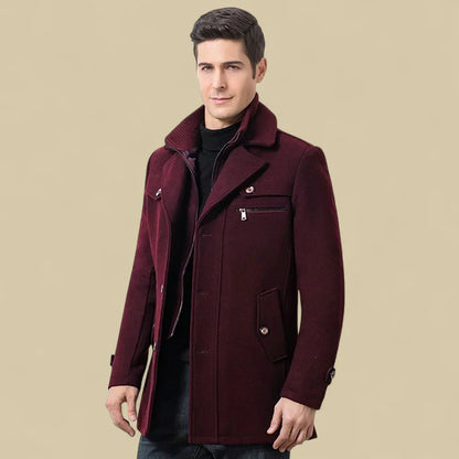 Herren-fleecejacke mit doppelter knopfleiste, maßgeschneidert für den winter – herren