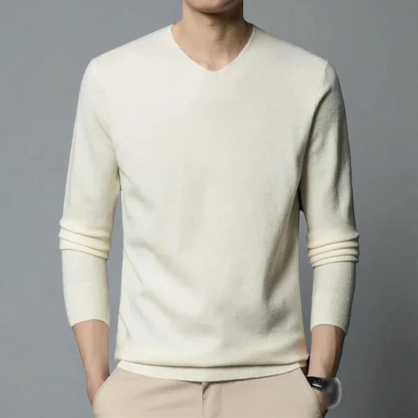 Klassischer herrenpullover mit v-ausschnitt aus merinowolle und kaschmir – herren